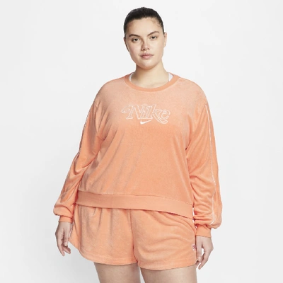 Shop Nike Sportswear Women's French Terry Crew (plus Size) (orange Trance) - Clearance Sale