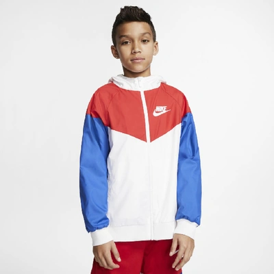 Nike Sportswear Windrunner Big Kids' (boys') Jacket (white) - Clearance Sale  In White,university Red,game Royal,white | ModeSens