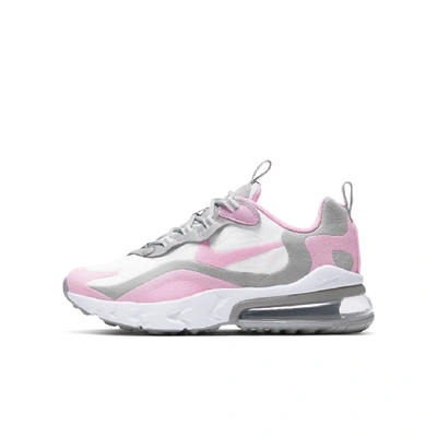 Shop Nike Air Max 270 React Big Kids' Shoe In White,light Smoke Grey,metallic Silver,pink