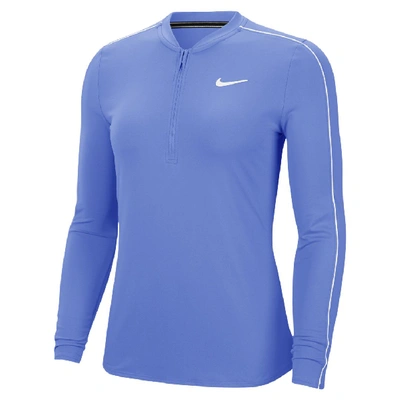 Shop Nike Court Dri-fit Women's 1/2-zip Long-sleeve Tennis Top In Blue