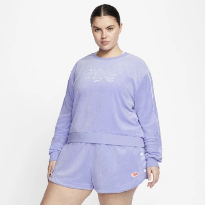 Shop Nike Sportswear Women's French Terry Crew (plus Size) (light Thistle) - Clearance Sale