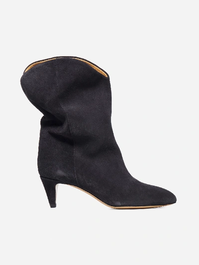 Shop Isabel Marant Dernee Suede Boots In Faded Black