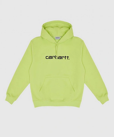 Shop Carhartt Logo Hoody In Lime