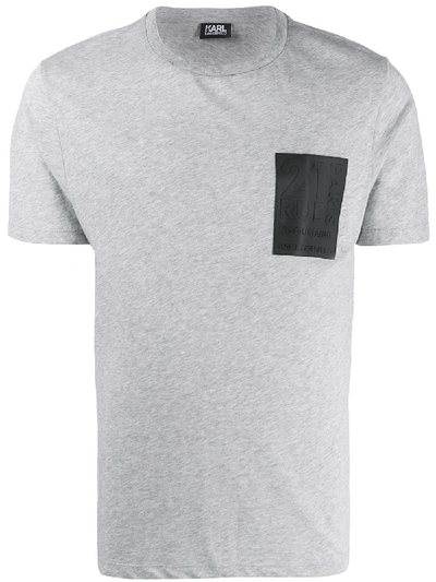 Shop Karl Lagerfeld Rue St-guillaume Patch T-shirt In Grey