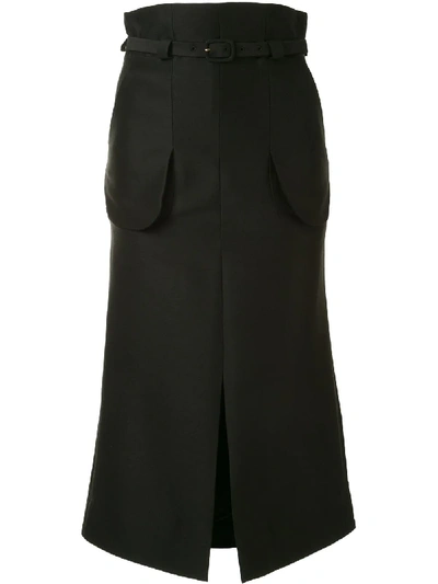 Shop Mame Kurogouchi High-waisted Belted Skirt In Black