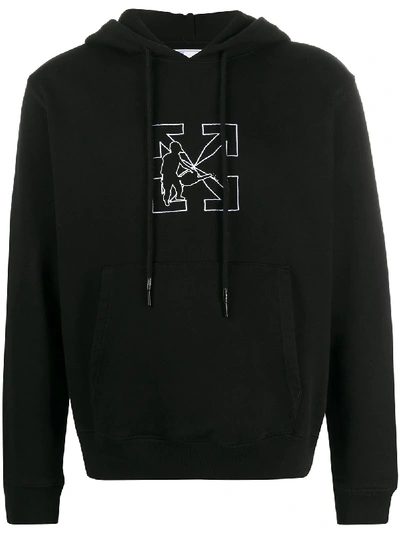 Shop Off-white Workers Logo-print Hoodie In Black