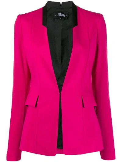 Shop Karl Lagerfeld Fitted Lapeless Blazer In Pink