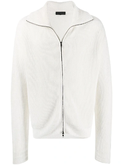 Shop Ann Demeulemeester Drop-shoulder Zip-up Sweatshirt In White