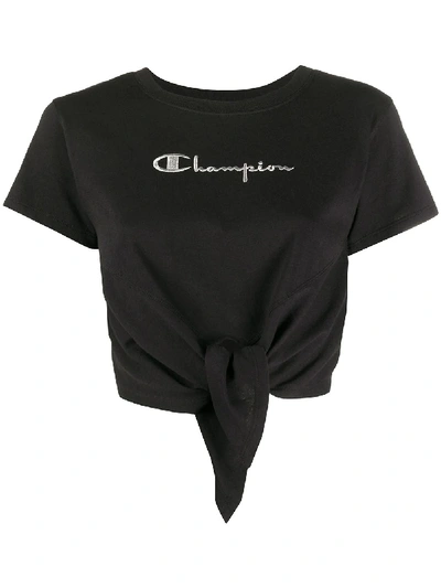 Shop Chiara Ferragni X Champion Tie-front T-shirt In Black