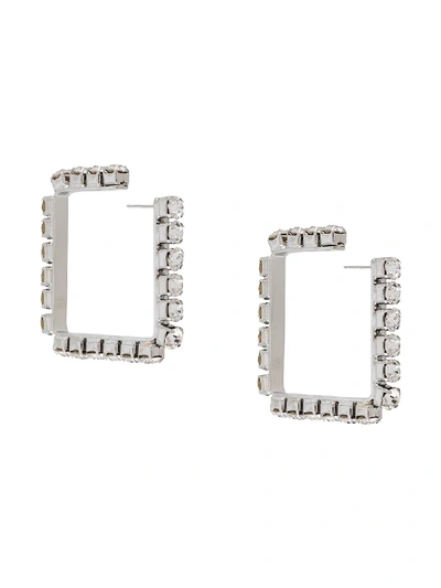 Shop Area Embellished Square Hoops In Metallic