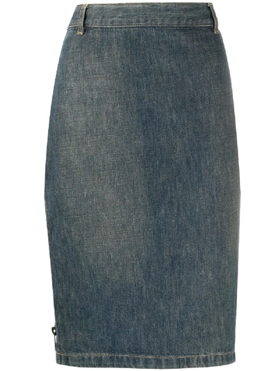 Pre-owned Gucci 1990s Pencil Denim Skirt In Blue