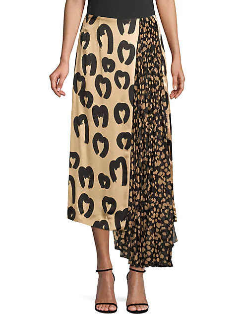 tiger print pleated skirt