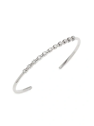 Shop Sara Weinstock 6 Prong 18k White Gold & Diamond Cuff Bracelet