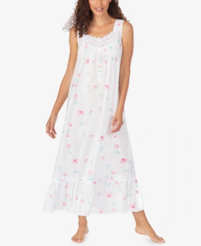 Shop Eileen West Cotton Swiss Dot Ballet Nightgown In Rose Print