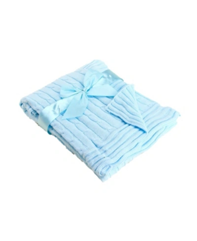 Shop 3stories Baby Boy Cable Knit Cotton Blanket In Blue