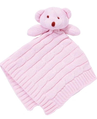 Shop 3stories Baby Girl Knit Bear Security Blanket In Pink