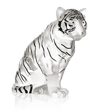 Shop Lalique Sitting Crystal Tiger Sculpture In White