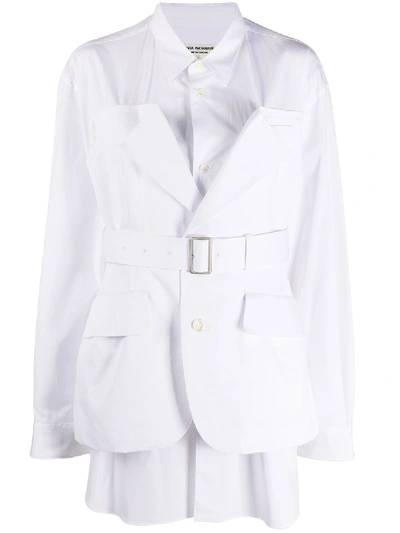 Shop Junya Watanabe Cotton Linen Blend Shirt In White