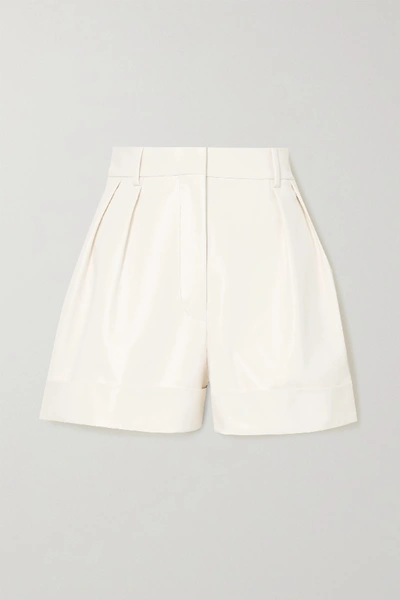 Shop Valentino Leather Shorts In Ivory