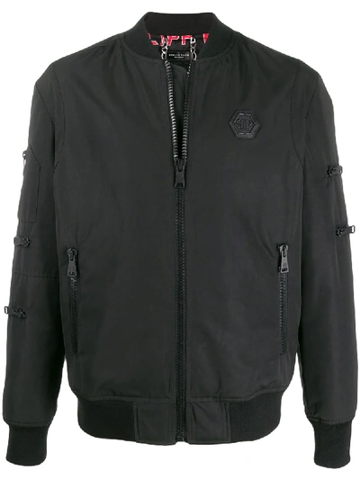 Shop Philipp Plein Teddy Bear Bomber Jacket In Black
