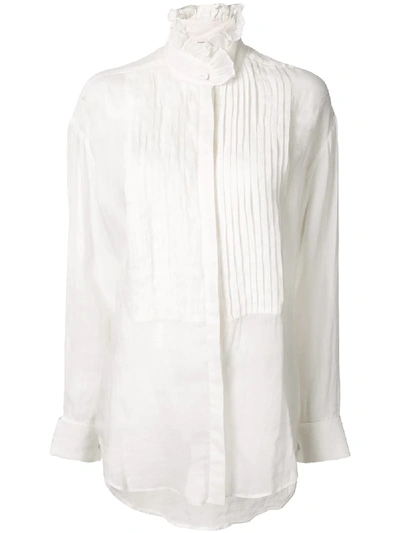 Shop Karen Walker Obsidian Pleated Shirt In White