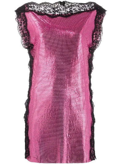 Shop Christopher Kane Chainmail Lace Mini Dress In Pink