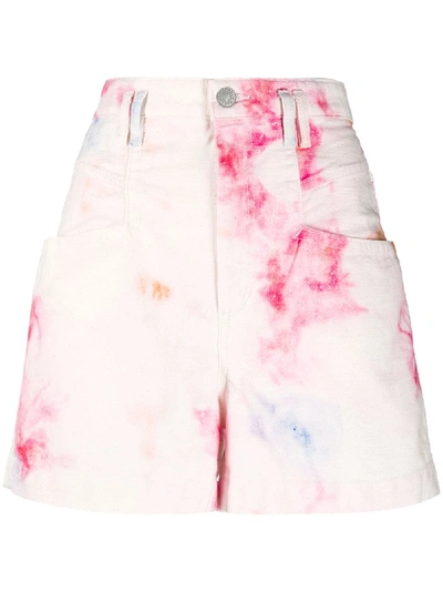 Shop Isabel Marant Bleached High-waisted Denim Shorts In White