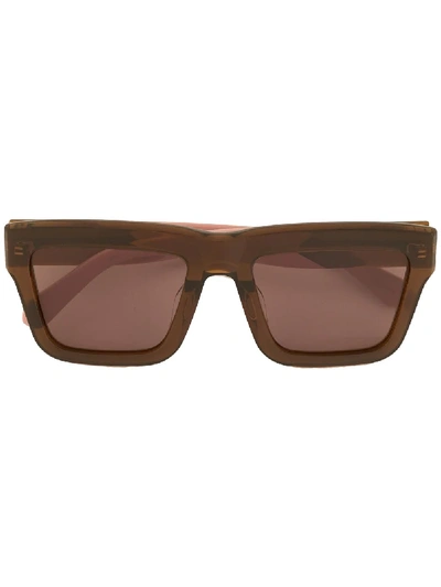 Shop Karen Walker Colour-block Tinted Sunglasses In Brown