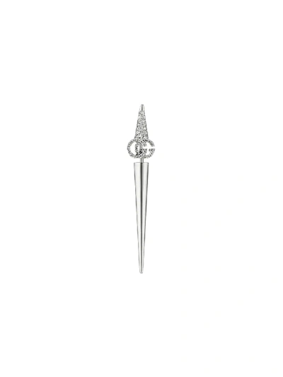 Shop Gucci Gg Running 18kt White Gold Diamond Single Earring In Silver