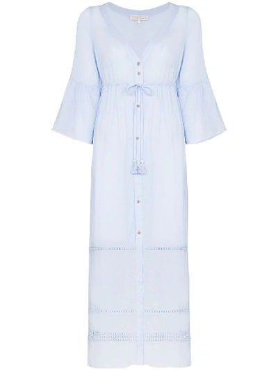 Shop Heidi Klein Azores Tassel-trimmed Maxi Dress In Blue