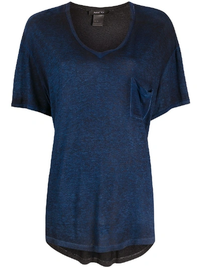 Shop Avant Toi V-neck Relaxed T-shirt In Blue