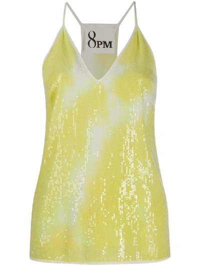 Shop 8pm V-neck Tie Dye Print Vest Top In Yellow