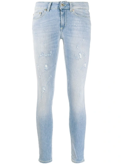 Shop Dondup Distressed Cropped Jeans In Blue