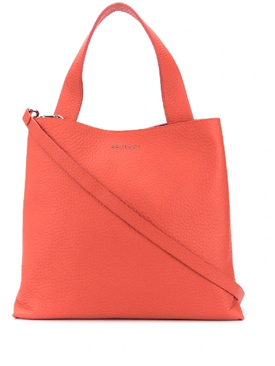 Shop Orciani Soft Logo Plaque Tote Bag In Orange