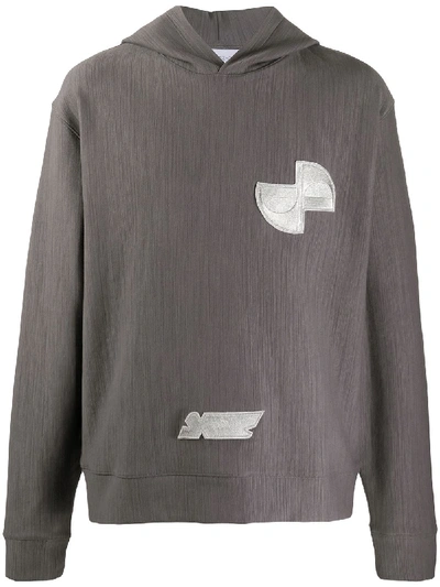 Shop Xander Zhou Contrast Patch Hoodie In Grey