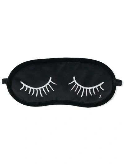 Pre-owned Chanel Quilted Eyelash Sleeping Mask In Black