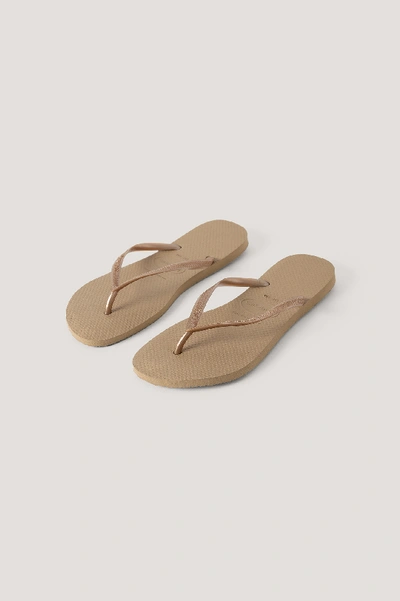 Havaianas Slim Logo-embossed Rubber Flip Flops In Rose Gold