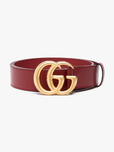 Shop Gucci Red Gg Logo Buckle Belt