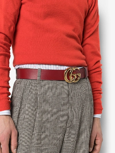 Shop Gucci Red Gg Logo Buckle Belt