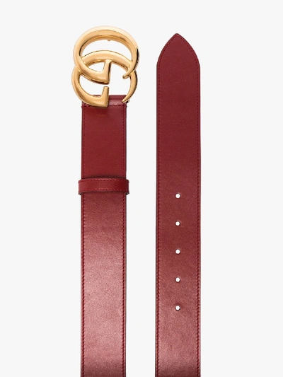 Shop Gucci Red Gg Logo Buckle Belt