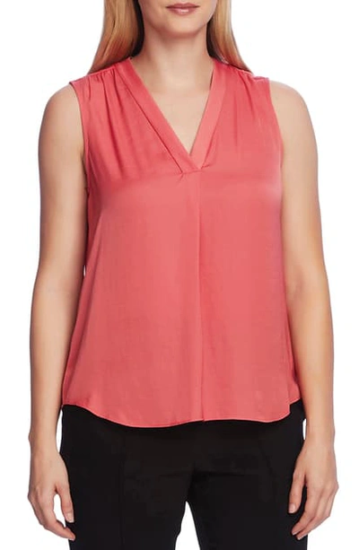 Shop Vince Camuto Rumpled Satin Blouse In Coral Blossom