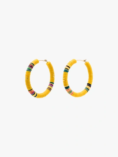 Shop All The Must Gold-plated Heishi Beaded Hoop Earrings In Yellow