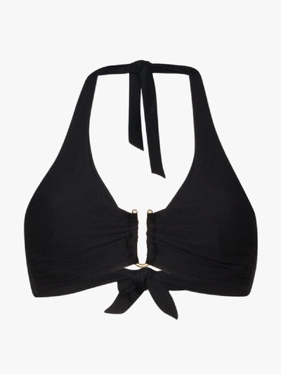 Shop Heidi Klein Black Core Halterneck Ring Bikini Top