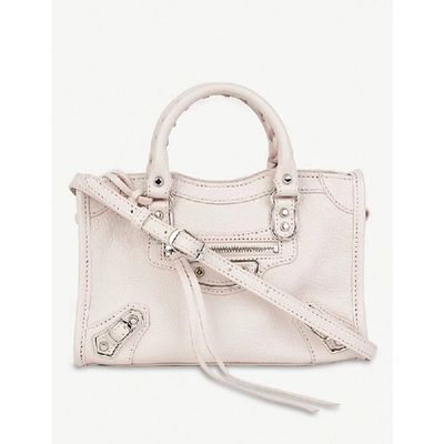 Shop Balenciaga Classic City Mini Leather Shoulder Bag In Light Rose/silver