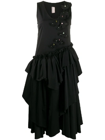 Shop Antonio Marras Ruffled Midi Dress In Black