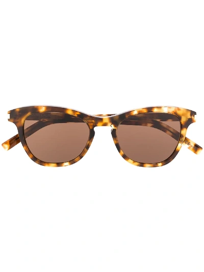 Shop Saint Laurent Sl356 Butterfly-frame Sunglasses In Brown
