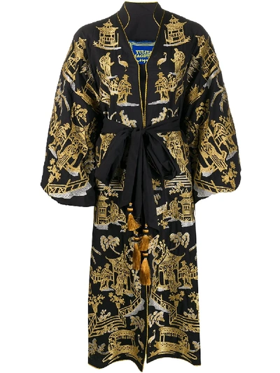 Shop Yuliya Magdych Chinoiserie Kimono Dress In Black