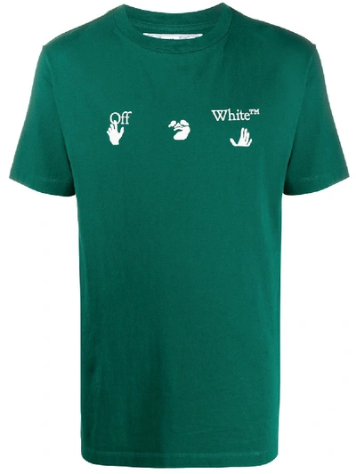 Shop Off-white Big Logo Slim-fit T-shirt In Green