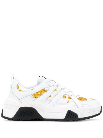 Shop Versace Jeans Couture Baroque-print Low-top Sneakers In White
