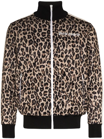 Shop Palm Angels Leopard-print Track Jacket In Brown